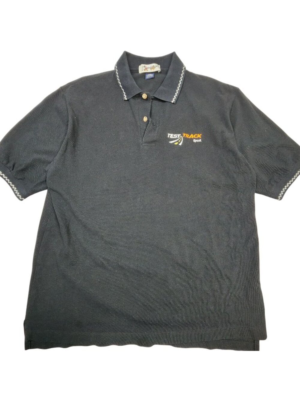 Disney World Epcot Test Track Black Cotton Embroidered Polo Shirt, Men's Large